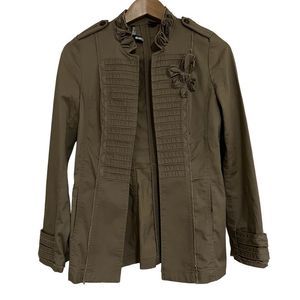 White House Black Market Brown Military Jacket size 00